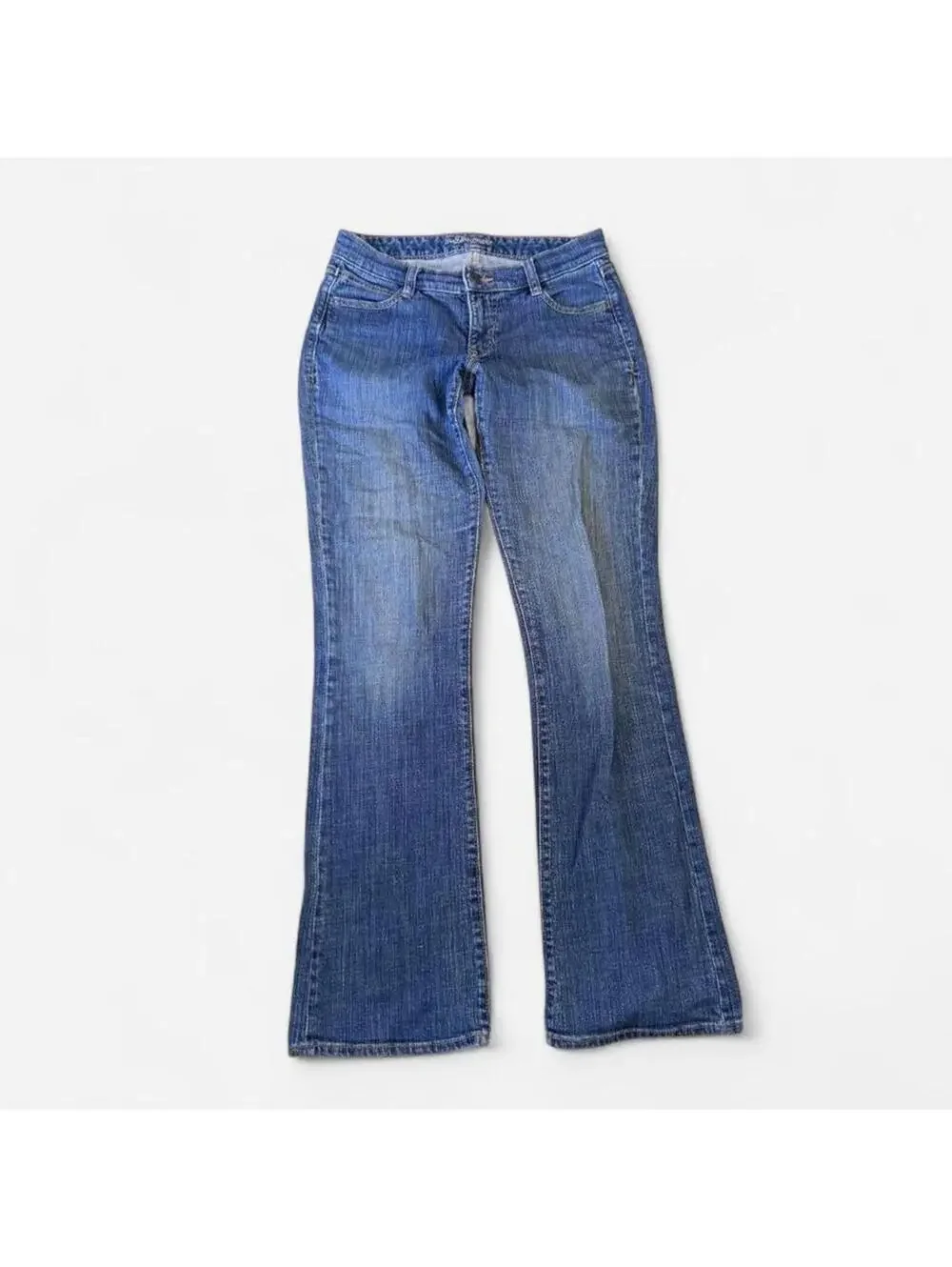 Y2K Old Navy Flare Jeans Size 2P Petite Medium Wash Low Rise Indie Boho Festival
